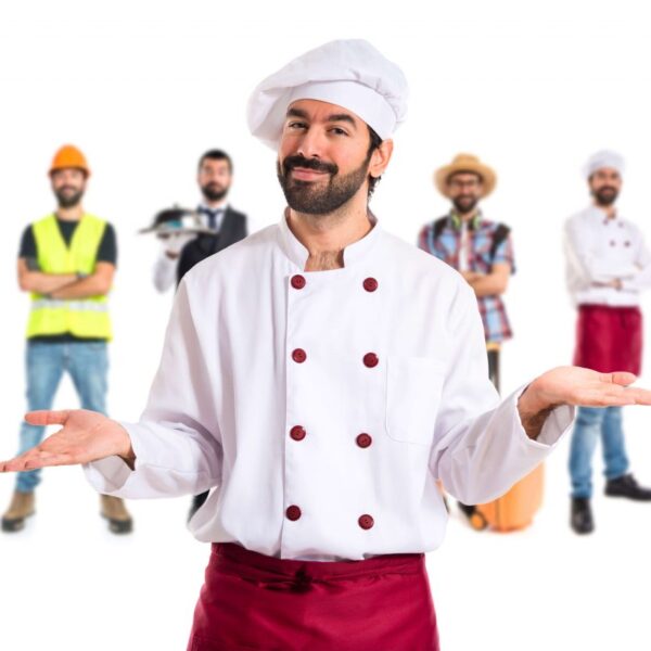 جاكيت شيف، يونيفورم شيف، جاكيت طباخ، لبس شيف، بدلة شيف، لبس مطبخ، لبس طباخين، جاكيت مطبخ، ملابس مطاعم، يونيفورم مطاعم